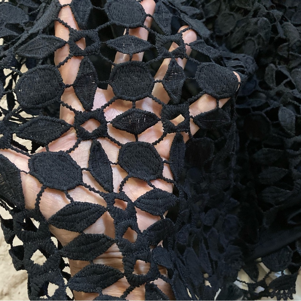 NWOT Eilly Bazar Black hollow out Lace  long sleeve Mock neck Dress size M & L - Picture 8 of 14
